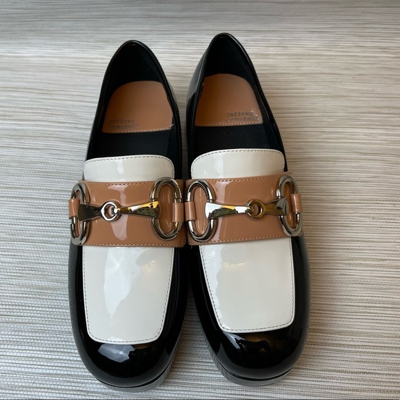 Jeffrey Campbell Student-2 Platform Loafers in Black Nude White Patent Size 7 - Picture 4 of 13